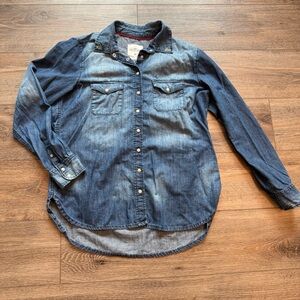 H&M L.O.G.G. Light Blue Denim Button-Up Shirt with Studded Design